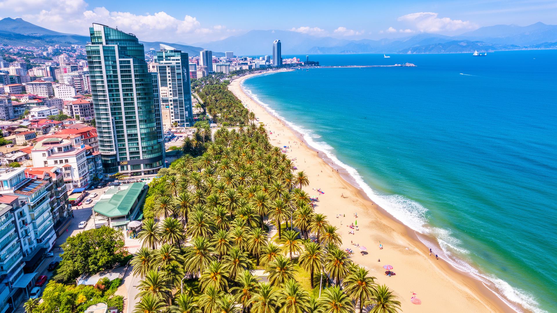 Batumi coastline aerial view