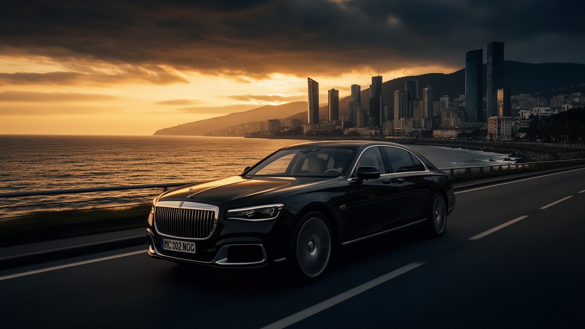 Luxury car on Batumi coastal road